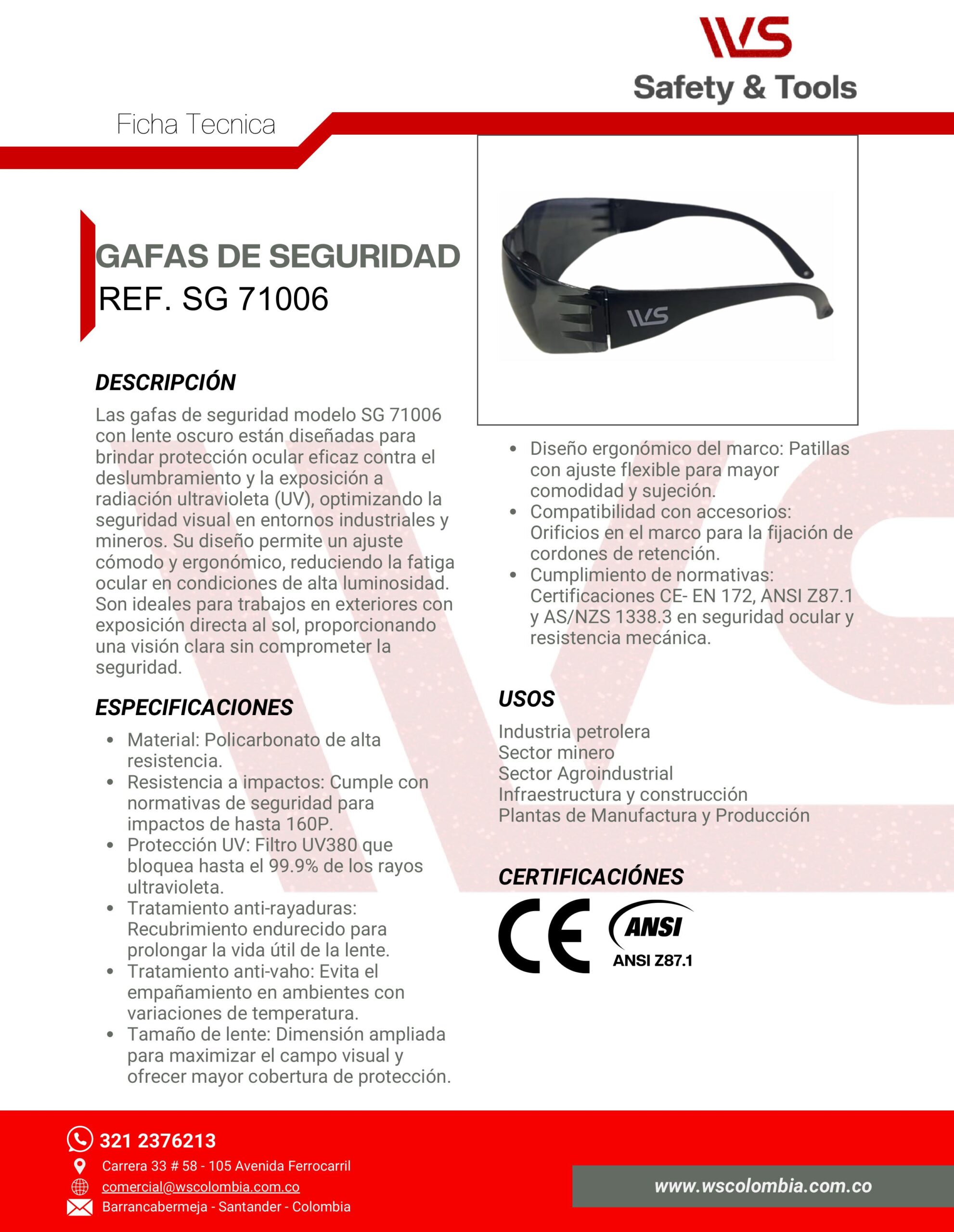 FICHA TECNICA Gafas De Seguridad Lente Oscuro scaled