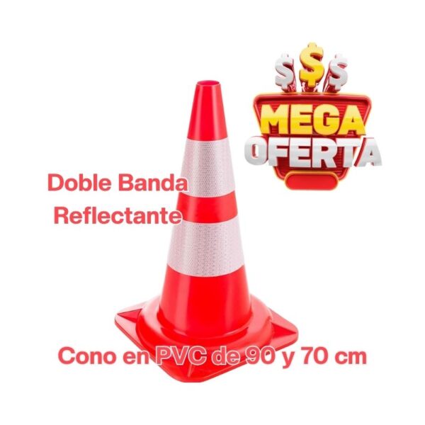 Cono Vial en PVC 90-70 cm con cinta reflectiva - Image 2