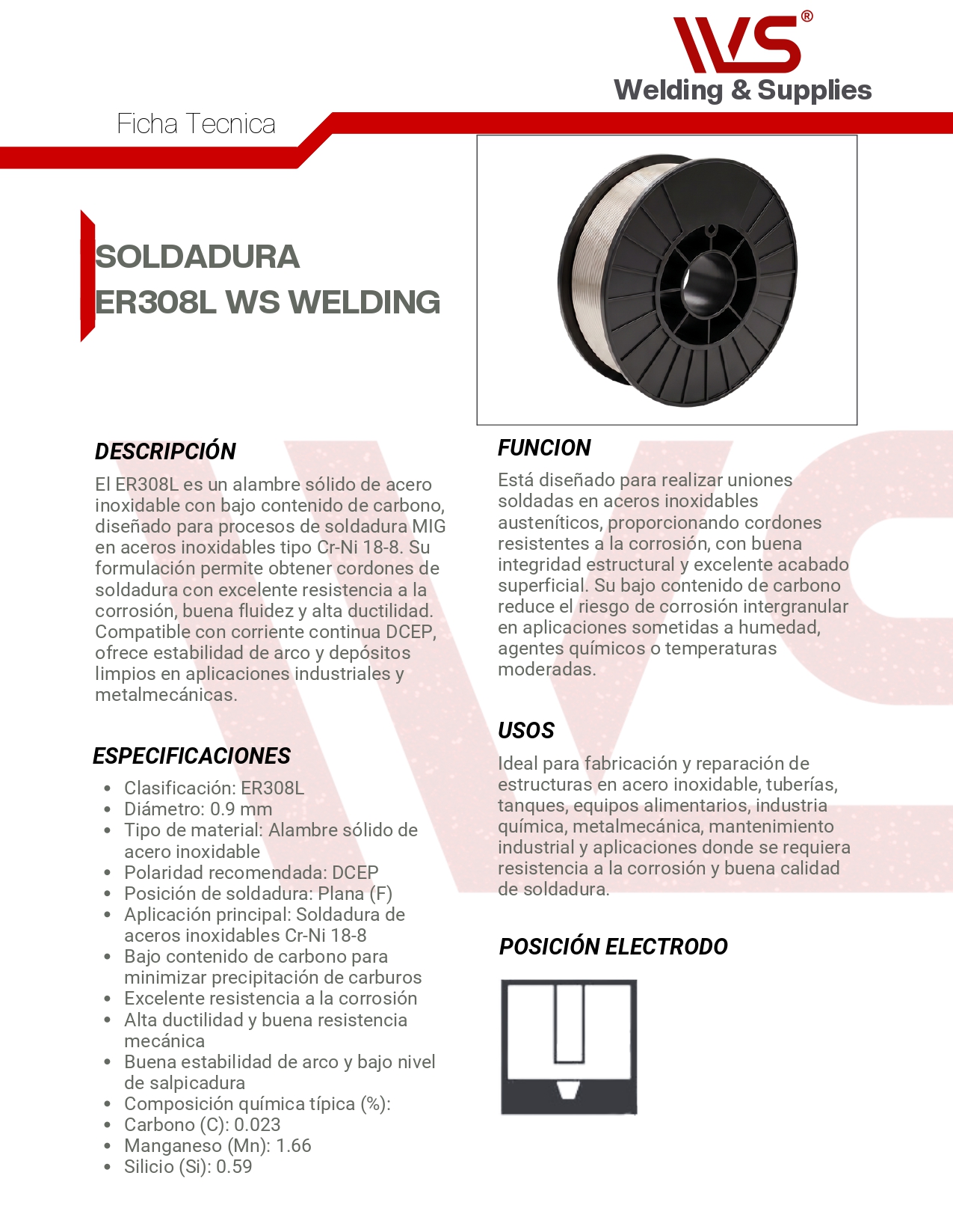 FICHA TECNICA Soldadura ER308L WS WELDING page 0001