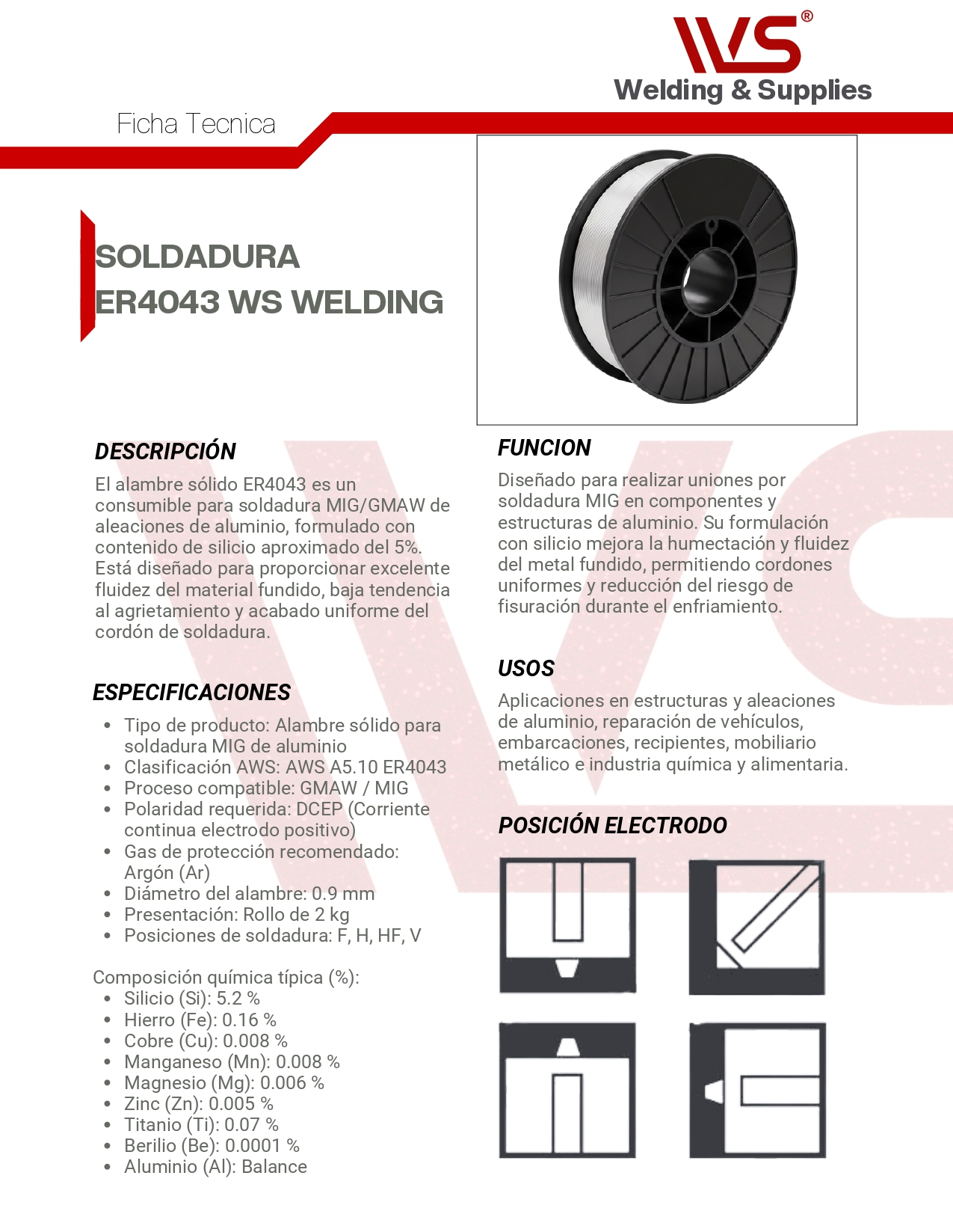 FICHA TECNICA Soldadura ER4043 WS WELDING page 0001